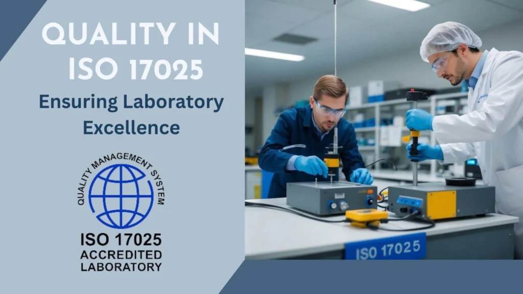 Laboratory quality visual showing technicians, equipment, and ISO/IEC 17025 accreditation for competence, impartiality, and reliable test results.