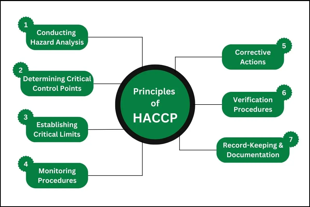 Seven HACCP principles for hazard analysis and critical control points