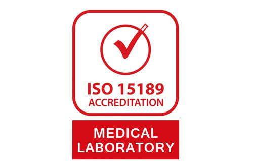 ISO 15189 accreditation badge for medical laboratory quality and competence