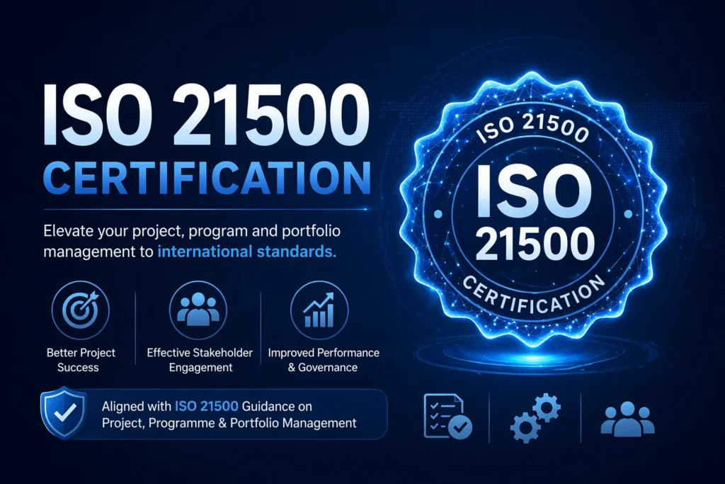 ISO 21500 certification graphic for project management context, governance and stakeholder engagement